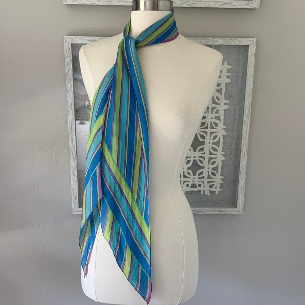 Liz Claiborne colorful striped silk scarf